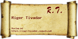 Riger Tivadar névjegykártya